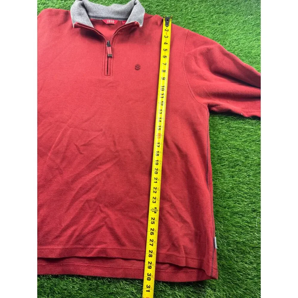 IZOD Luxury Sport Mens XXL 1/4 Zip Pullover Sweater Red Gray Mock Neck Stretch